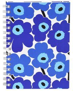 Muistikirja A5 kierre kovakantinen Marimekko Unikko sininen