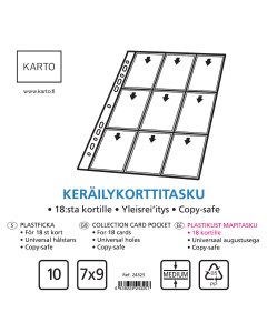 Keräilykorttitasku 7x9 cm 10 kpl/pss