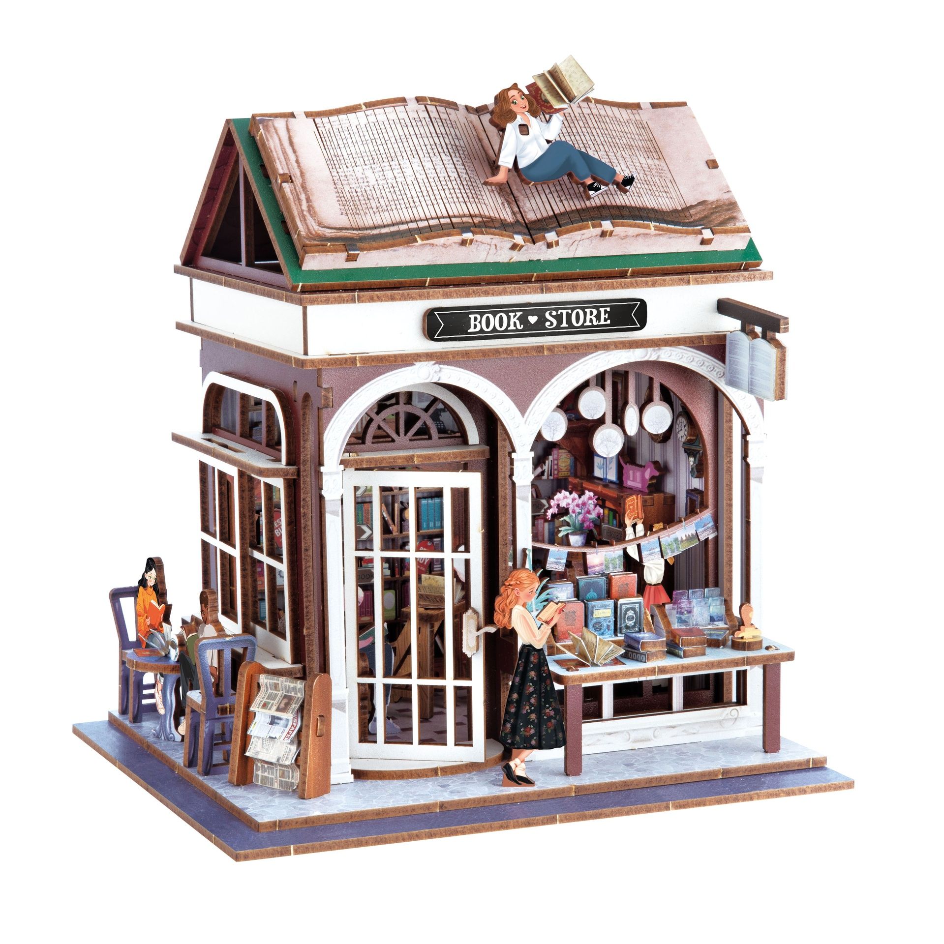 Diorama kirjakauppa pienoismalli