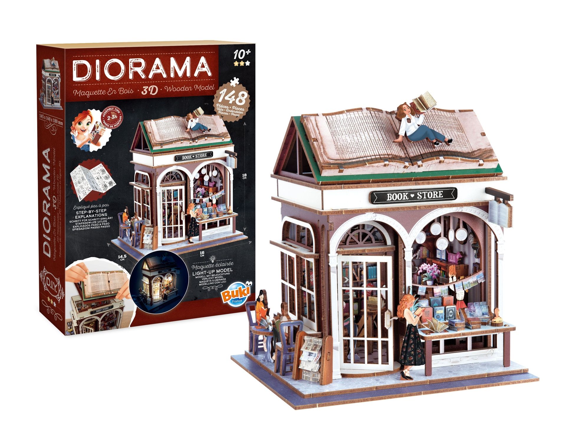 Diorama kirjakauppa pienoismalli