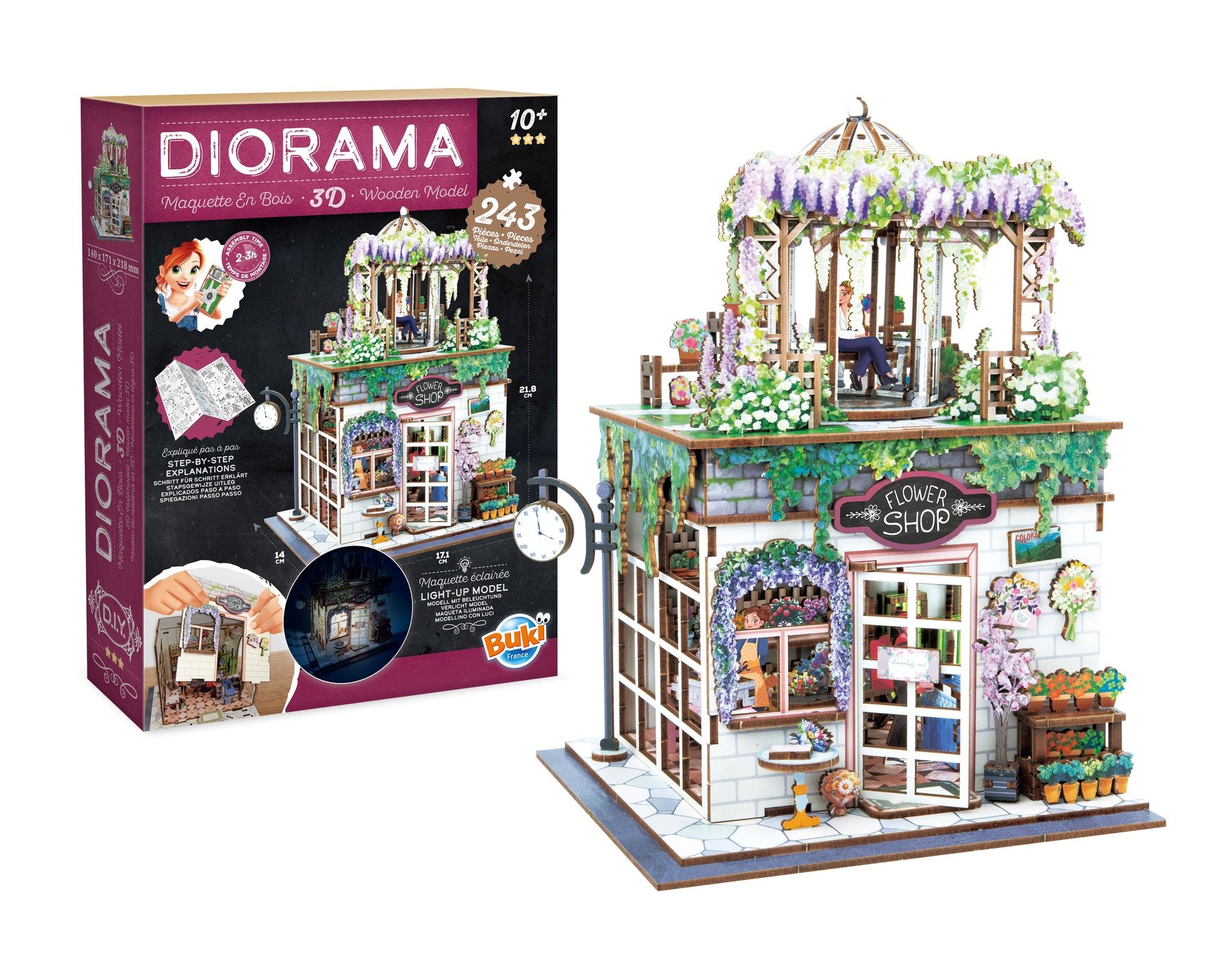 Diorama kukkakauppa pienoismalli