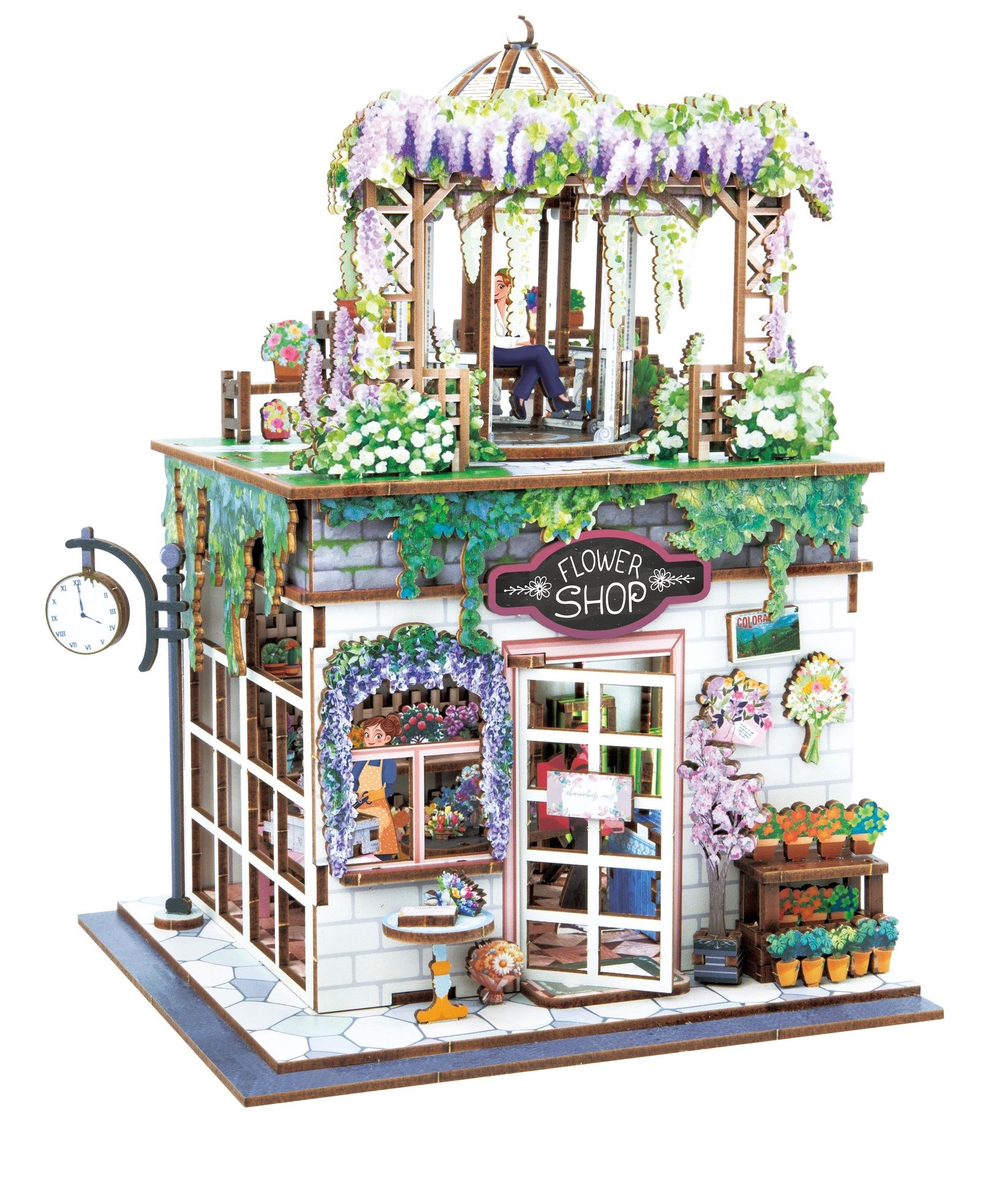 Diorama kukkakauppa pienoismalli