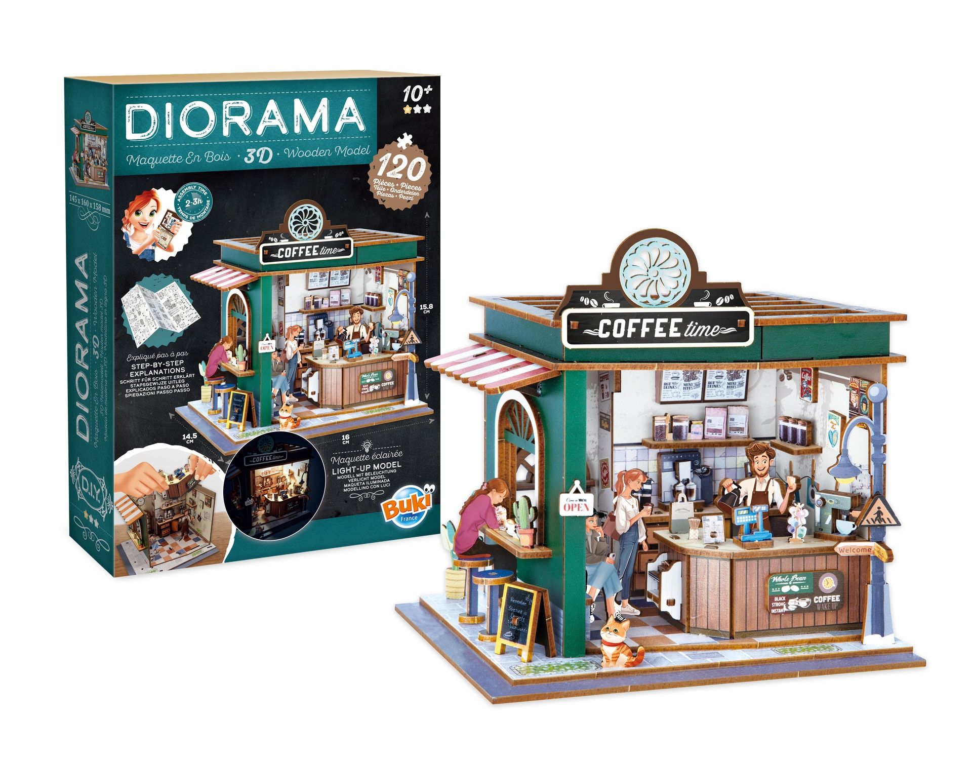 Diorama kahvila pienoismalli