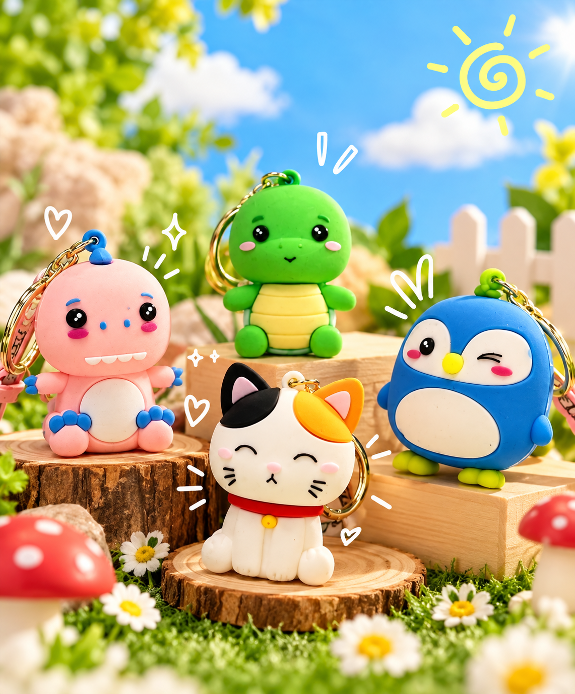Kawaii kuties 3D keyring with strap, 6,5