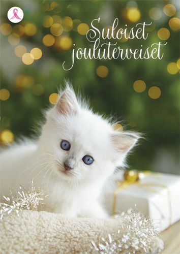 Joulukortti Syöpäsäätiö Roosa nauha