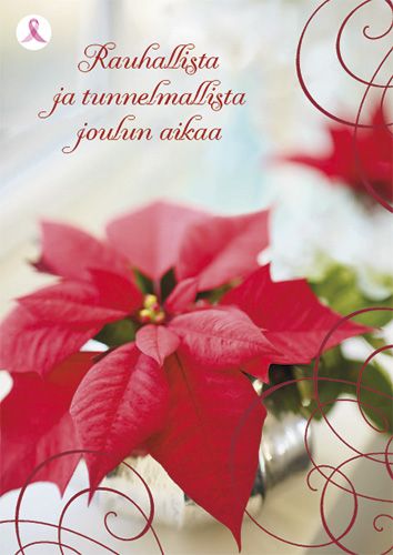 Joulukortti Syöpäsäätiö Roosa nauha
