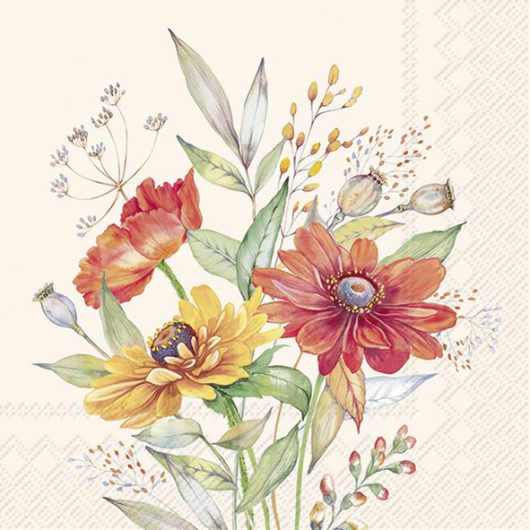 SOFT SUNSET BOUQUET cream lautasliina 25 cm