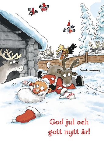 2-osainen joulukortti ruotsinkielinen Mauri Kunnas