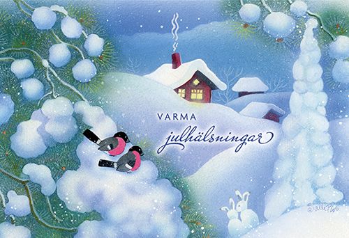 2-osainen joulukortti Sydänliitto ruotsinkielinen postimaksu maksettu