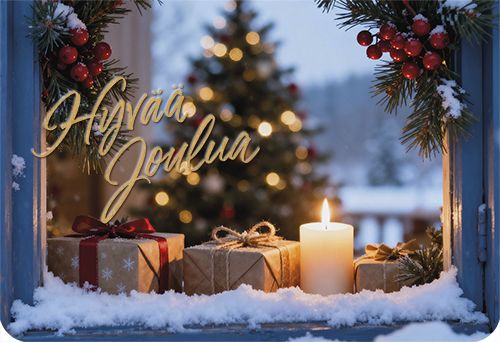 2-osainen joulukortti Muistiliitto postimaksu maksettu