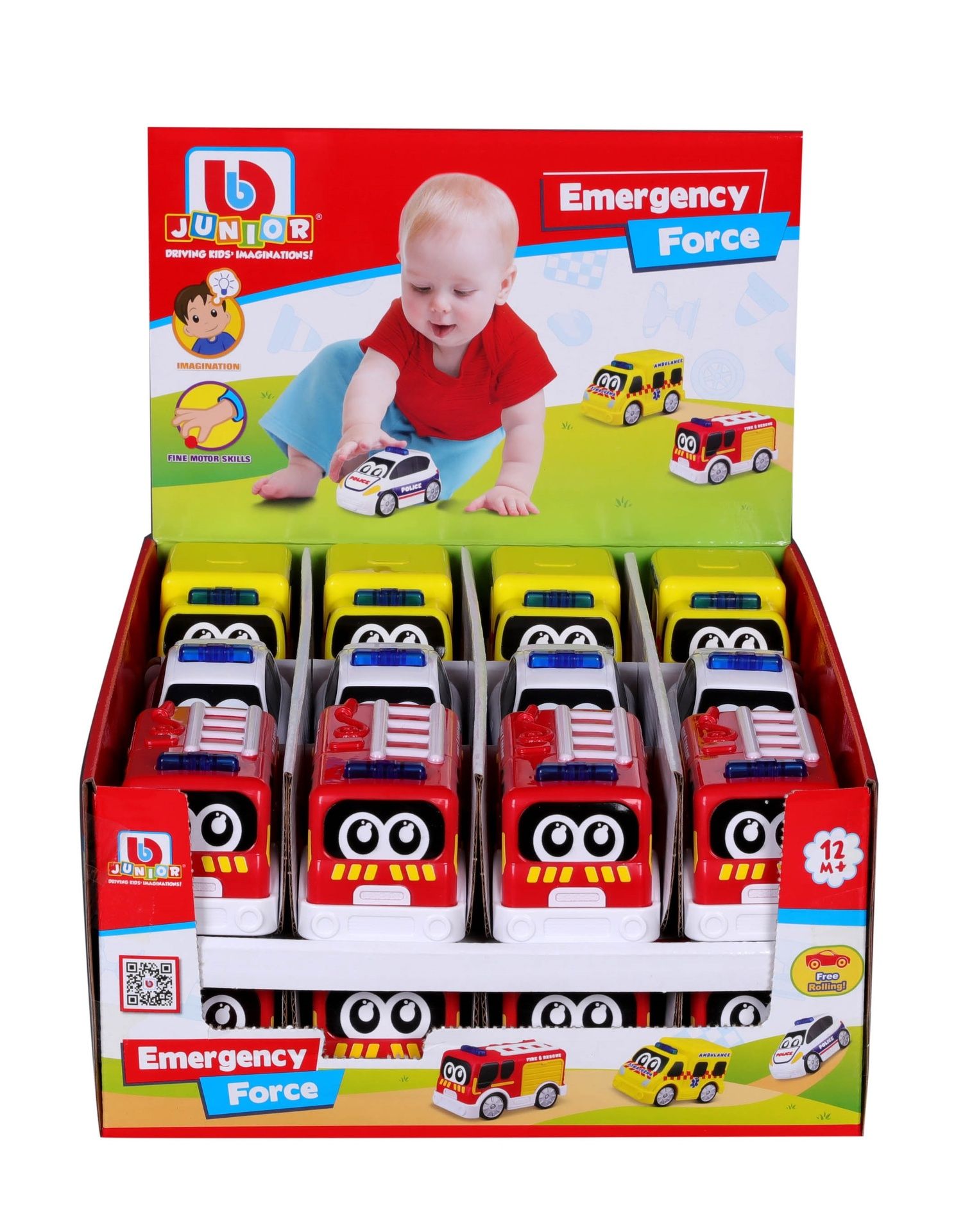 Bburago Junior, Emergency Force Hälytysajoneuvot, lajitelmassa: Poliisi-auto, Palo-auto, Ambulanssi