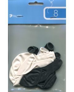 Ilmapallo musta/valkoinen 8 kpl