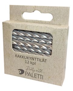 Kakkukynttilä hopea 12 kpl