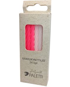 Kakkukynttilä pinkki/valkoinen 24kpl