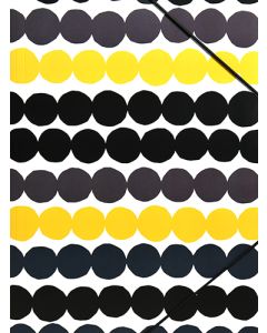 Kulmalukkokansio Marimekko Räsymatto mustakeltainen