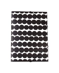 Kulmalukkokansio Marimekko Räsymatto mustavalkoinen