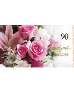 2-osainen onnittelukortti 90v