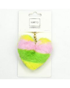 Avaimenperä sydän raita keltavihreä