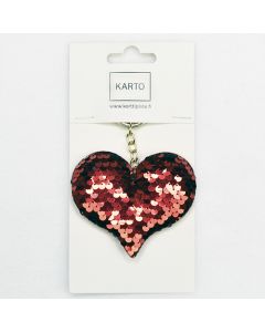 Avaimenperä sydän glitteri punainen