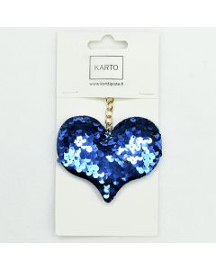 Avaimenperä sydän glitteri sininen