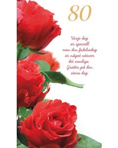 2-osainen onnittelukortti 80v ruotsinkielinen
