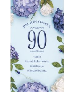2-osainen onnittelukortti 90v