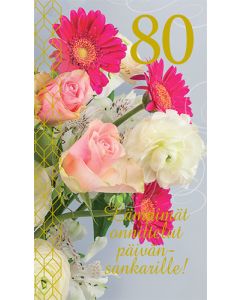 2-osainen onnittelukortti 80v