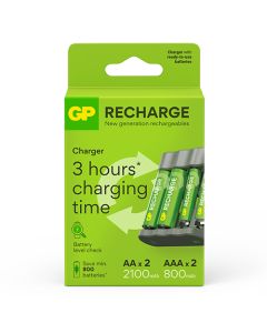 GP Recharge laturi B441 + ladattavat akut 2kpl AA + 2kpl AAA