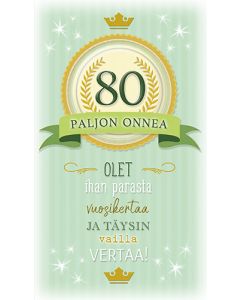2-osainen onnittelukortti 80v