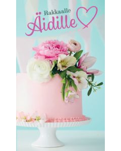 2-osainen äitienpäiväkortti Syöpäsäätiö Roosa nauha