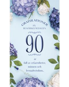 2-osainen onnittelukortti 90v ruotsinkielinen