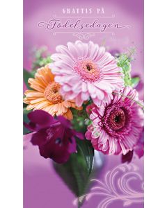 2-osainen syntymäpäiväkortti Sari Savela ruotsinkielinen