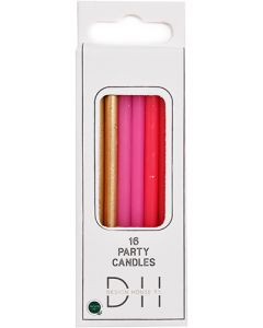 Kakkukynttilä Vaaleanpunainen/kulta 16kpl