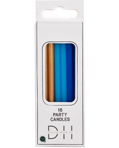 Kakkukynttilä vaaleansininen/kulta 16kpl