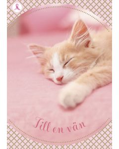 Ystävänpäiväkortti Syöpäsäätiö Roosa nauha ruotsinkielinen postimaksu maksettu