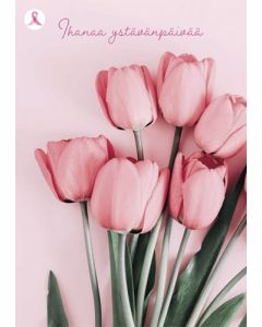 Ystävänpäiväkortti Syöpäsäätiö Roosa nauha postimaksu maksettu