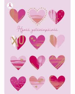 Ystävänpäiväkortti Syöpäsäätiö Roosa nauha postimaksu maksettu