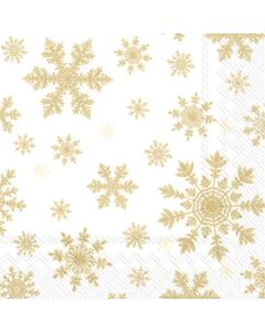 Servetti 33cm FALLING SNOWFLAKES valkokulta