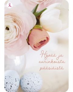 Pääsiäiskortti Syöpäsäätiö Roosa nauha postimaksu maksettu