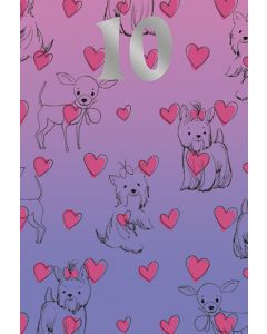 2-osainen onnittelukortti 10v