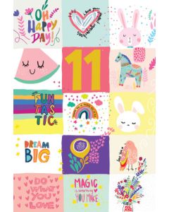 2-osainen lasten onnittelukortti 11v