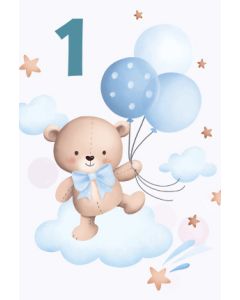 2-osainen lasten onnittelukortti 1v