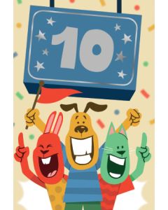 2-osainen lasten onnittelukortti 10v Hallmark