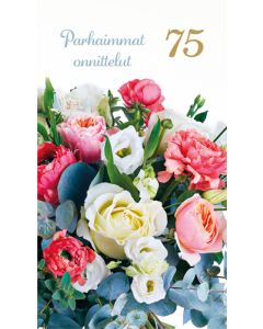 2-osainen onnittelukortti 75v