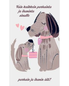 2-osainen äitienpäiväkortti Syöpäsäätiö Roosa nauha