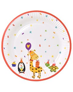 Kartonkilautanen 23cm juhlivat eläimet 8kpl