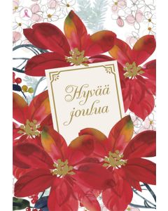 2-osainen joulukortti Syöpäsäätiö Roosa nauha