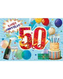 2-osainen onnittelu 50v