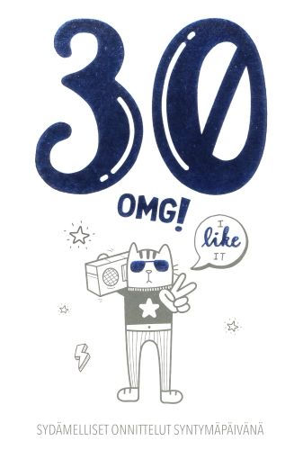 2-osainen onnittelukortti 30 v