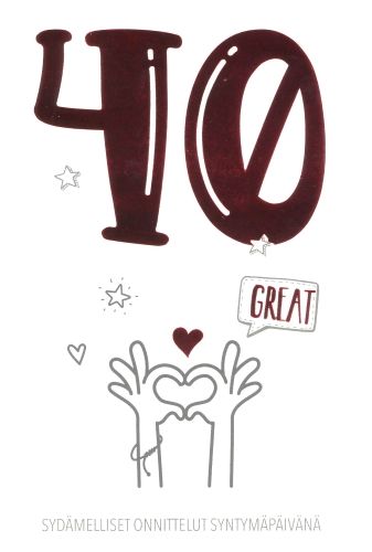 2-osainen onnittelukortti 40 v
